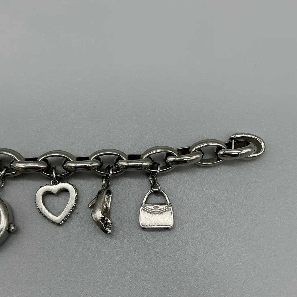 Anne Klein Womens Watch 20mm Silver Tone Charms AK 10/7805SW New Battery 7.5